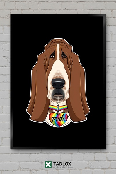 tablomaxtbx Basset Hound Dog Lgbtq Pride Flag Art Framed Decorative Mdf Painting