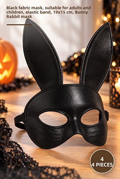 Yenilig 4 Pieces Rabbit Mask – Black Fabric Mask, Compatible for Adults and C...