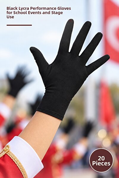 Yenilig 20 Pieces of Marching Band Gloves – Black Lycra Performance Gloves, f...
