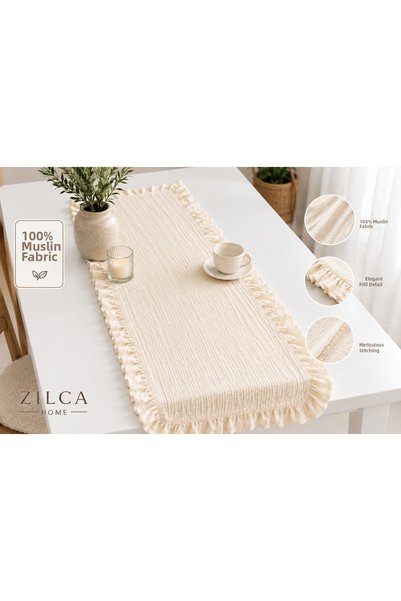 ZİLCA HOME Muslin 40 X 110 cm Ruffled Runner