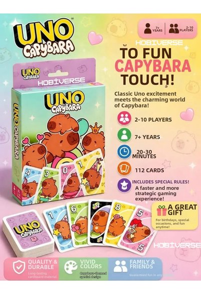 Hobiverse Uno Capybara Card Game +4 Years Old Entertainment Educational Hobby...