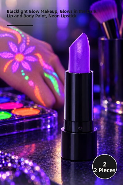 Yenilig 2 Pieces Uv Neon Purple Lipstick – Blacklight Glow Makeup Paint, Glow...