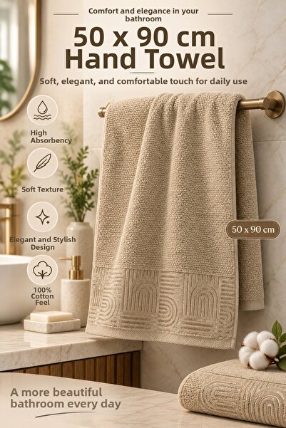 GLOMAR Prosop de baie de lux cu model, 100% bumbac, 1 bucată, absorbant de ap...