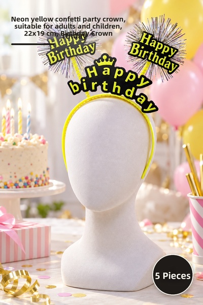 Yenilig 5 Pieces Birthday Crown – Neon Yellow Tasseled Party Crown, Suitable ...