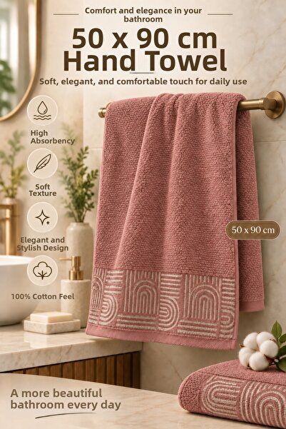 GLOMAR Prosop de baie de lux cu model, 100% bumbac, 1 bucată, absorbant de ap...