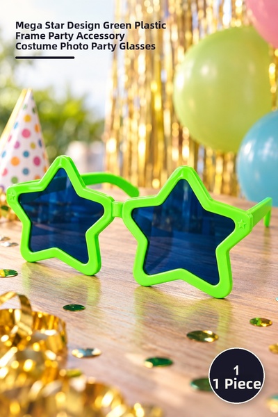 Yenilig 1 Piece Mega Type Star Party Glasses – Mega Size Star Design Green Pl...