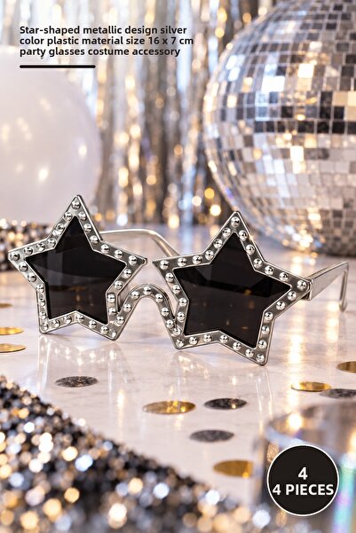Yenilig 4Pcs Disco Star Retro Party Glasses – Star-Shaped Metallized Design S...