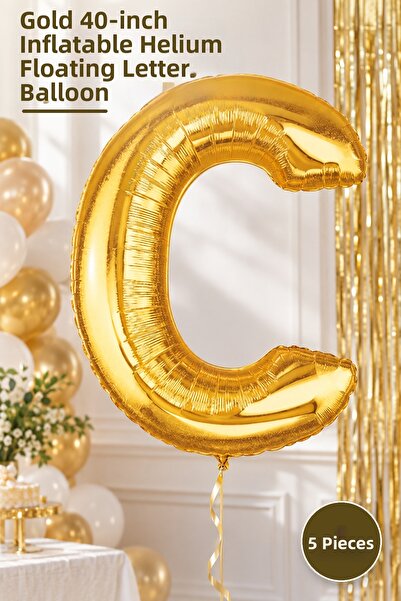 Yenilig 5 Pieces C Letter Foil Balloon - Gold Color 40 Inch Inflatable Helium...