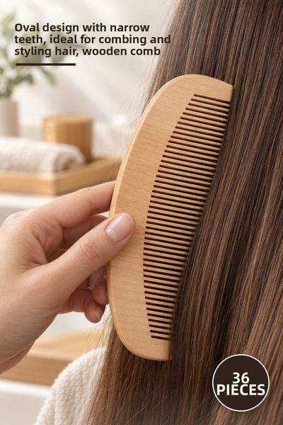 Yenilig 36 Pieces Wooden Comb – Narrow Toothed Oval Design, for Hair Combing ...
