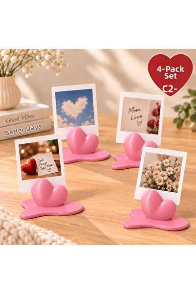 Generic Brand Set of 4 Heart Photo Holders – Desktop Polaroid Photo Stand Dec...