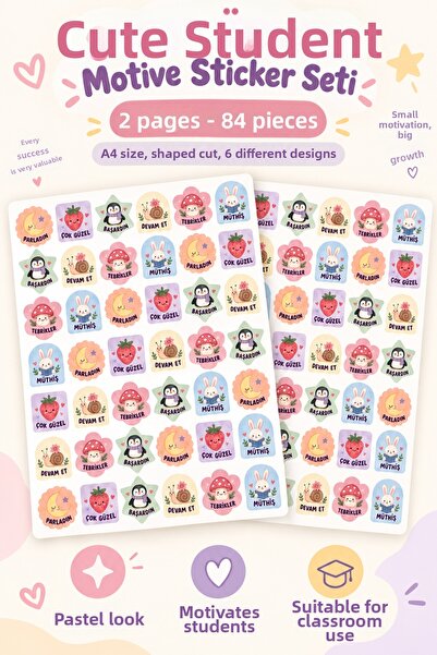 Hanelia Art Cute Student Motivational Sticker Set 84 Pieces 2 Sheets – Congra...