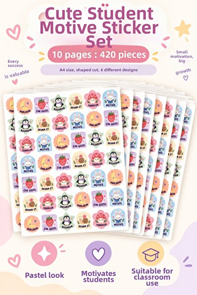 Hanelia Art Cute Student Motivational Sticker Set 420 Pieces 10 Sheets – Cong...