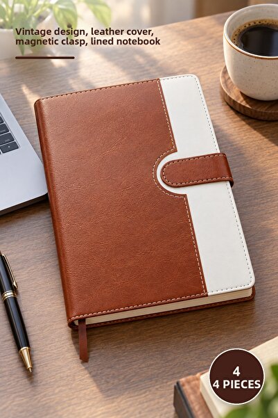 Yenilig 4 Promotional Leather Notebooks – Tan Vintage Design, Thermo Leather ...