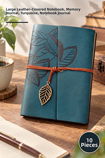 Yenilig 10 Pieces Leather Leaf Patterned Notebook – Large Size Leather Cover ...