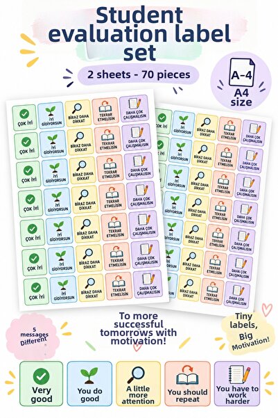 Hanelia Art Student Motivational Sticker Set 70 Pieces 2 Sheets – Very Good, ...