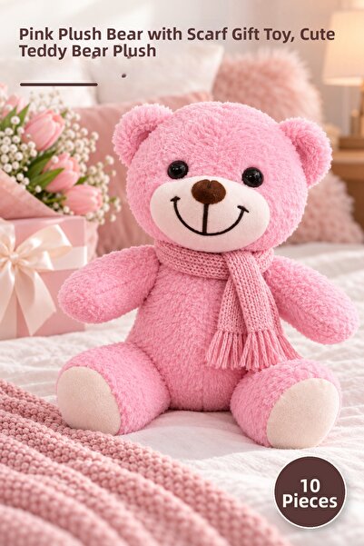 Yenilig 10 Pieces Plush Teddy Bear - Pink Plush Bear with Neck Scarf Gift Toy...