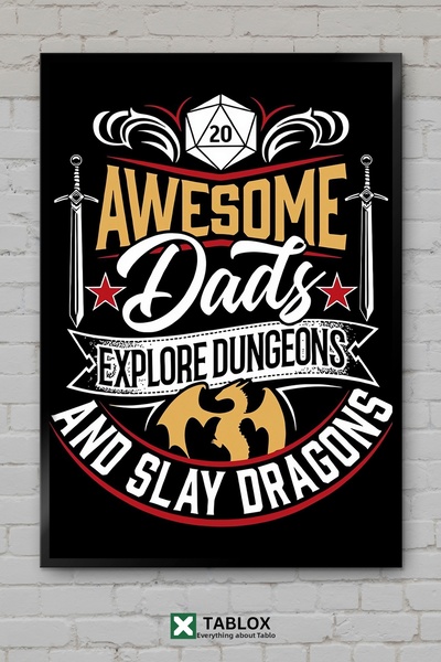 tablomaxtbx Dungeons Dad Dragons Ejderler Baba RPG Φαντασία Αστείο Διακοσμητι...