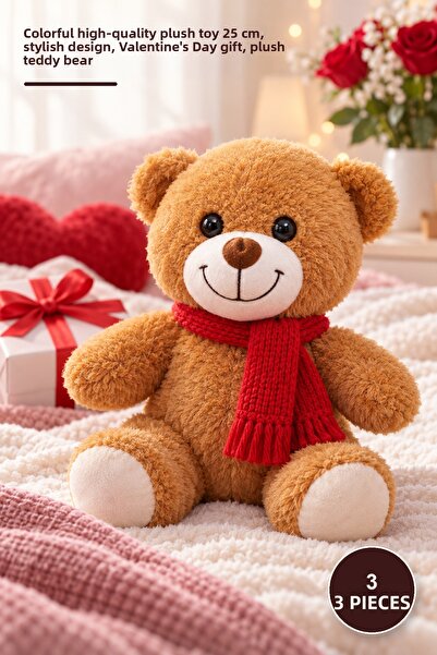 Yenilig 3 Pieces Plush Teddy Bear – Colorful Quality Plush Toy 25 cm Stylish ...