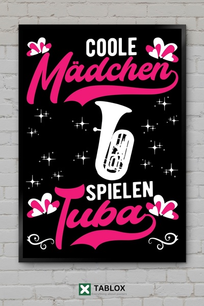 tablomaxtbx Cool Girl Playing Tuba Music Instrument Poster Art Framed Look De...