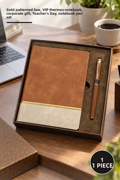Yenilig 1 Piece Soft Leather Notebook and Metal Rollerball Pen Set – Tan Gold...