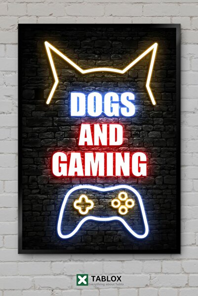 tablomaxtbx Câini și jocuri Poster cu jocuri video pentru gameri, tablou deco...