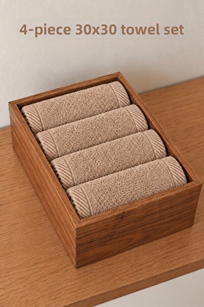 Motif Tekstil Set of 4 30X30 cm 100% Organic Cotton Hand and Kitchen Towels -...