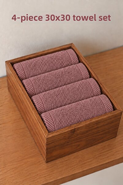 Motif Tekstil Set of 4 30X30 cm 100% Organic Cotton Hand and Kitchen Towels -...