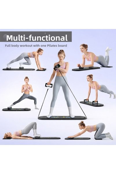 Missidea Multifunctional Black Pilates and Fitness Board – Abdominal, Arm, Back, and Core Training with Resistance Bands E