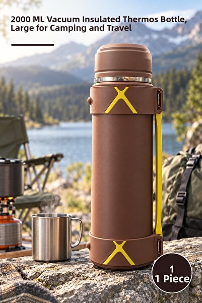 Yenilig 1 Piece Double Layer Stainless Steel Thermos - 2000 ml Vacuum Thermal...