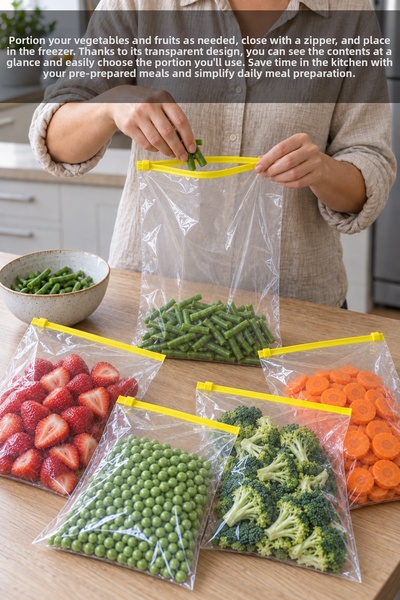 Meleni Home 10 Pieces 20X30Cm Large Refrigerator Bags - Zippered Freezer Organizer Deep Freezer Icebox Organizer