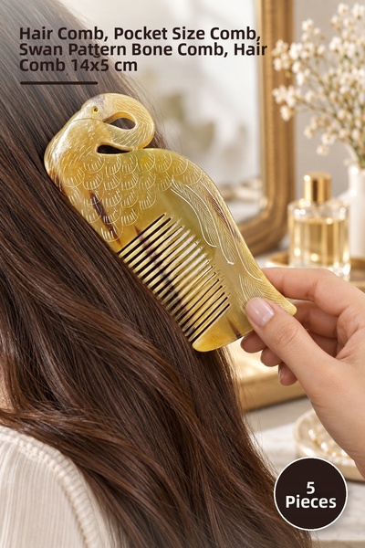Yenilig 5 Pieces Swan Design Bone Comb – Hair Comb, Pocket Size Comb, Swan Pa...
