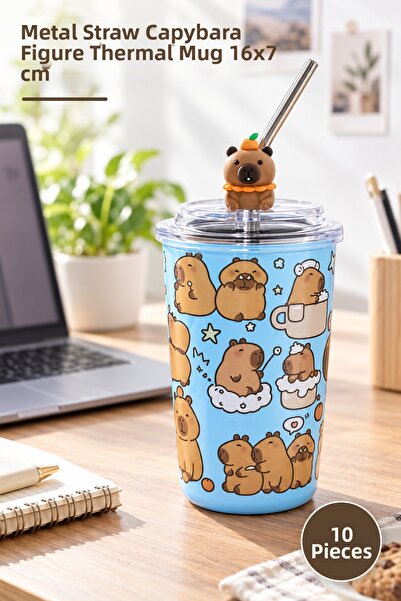 Yenilig 10 Pieces Stainless Steel Heat-Insulated Mug – Thermal Cup with Capyb...