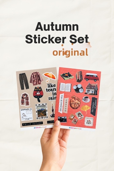 ArtDropsco Autumn 2-Piece Sticker Set – Autumn Themed Decorative Labels