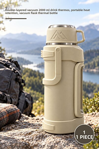 Yenilig 1 Piece Stainless Steel Thermos - Double Layer Vacuum 2000 ml Beverag...