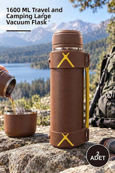 Yenilig 2 Pieces Double Layer Vacuum Stainless Steel Thermos – 1600 ml Large ...