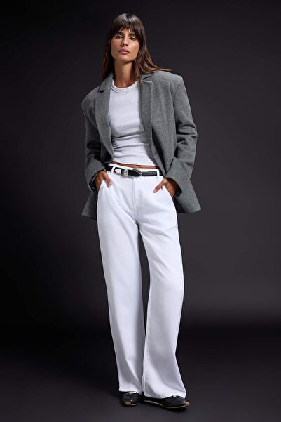 Trendyol Collection More Sustainable White 100% TENCEL™ ™   Low-Rise Wide Leg...