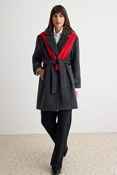 Trendyol Collection Anthracite Oversize Coat Twoaw27Kb00059
