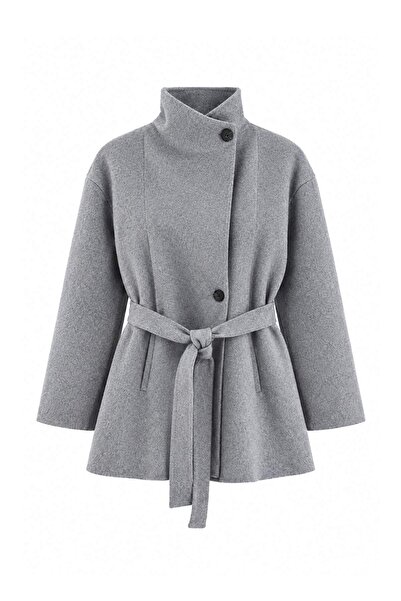 Trendyol Collection Anthracite Trendyol Studio Stand Collar Handmade High Woo...