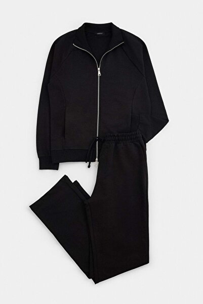 Trendyol Collection Black Regular Fit Zippered Tracksuit Set Tmnaw27Em00004