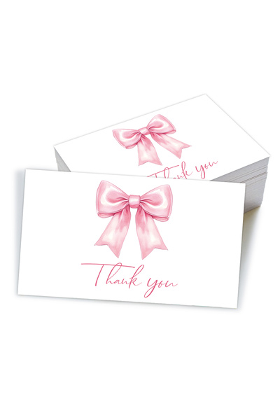 Choice style 3 50pcs Thank You Cards With Pink Ribbon Design,For Wedding,Birt...