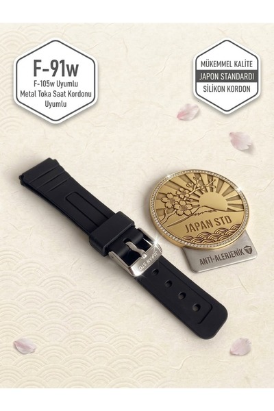 Pasaj Go F-91w F-105w Uyumlu Metal Tokalı Silikon Saat Kordonu