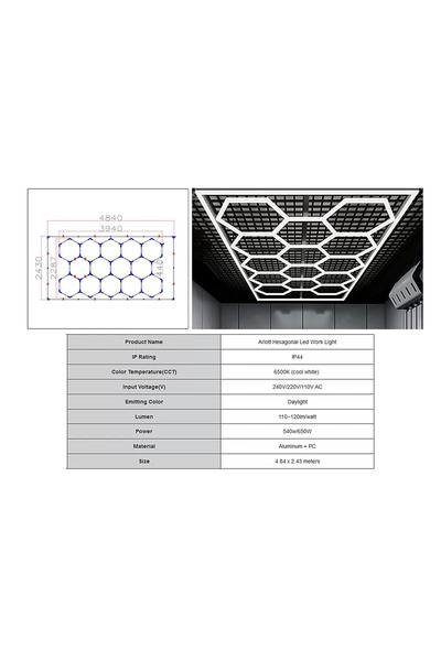 tuningset Sistem de iluminat de tavan hexagonal cu formă de fagure de miere 3...