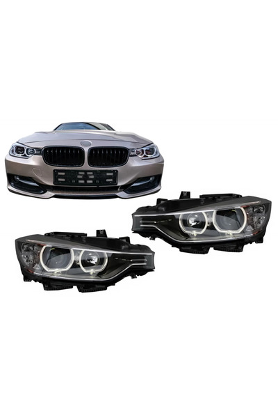 tuningset Faruri LED DRL Angel Eyes cu proiector compatibil cu BMW Seria 3 F3...