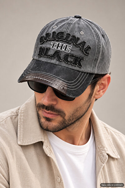 ZERAMİNE Αυθεντικό Μαύρο Unisex Καπέλο Vintage Αθλητικό Καπέλο με Δερμάτινη Λ...