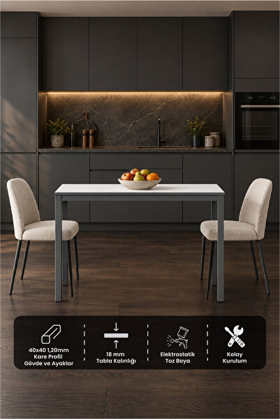 Arpelia Balkon Masası 120X45 CM (Lava - Gri - Kenarları Antrasit Bantlı)