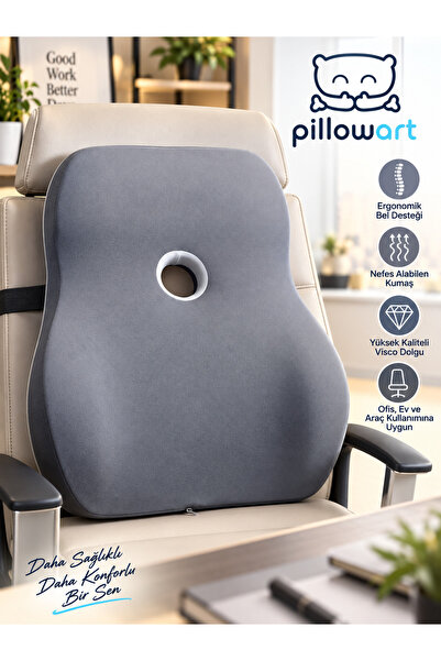 PİLLOWART Visko Sırt Minderi Bel Yastığı – Ergonomik Bel Desteği