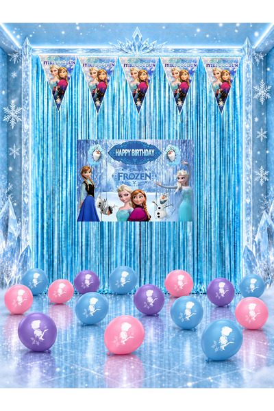 Frozen Elsa Karlar Ülkesi Doğum Günü Parti Malzemeleri Süsleri Seti