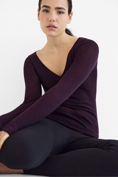 Stradivarius Basic yün ipek V yaka kazak