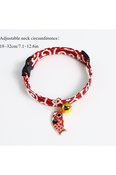 Choice S red Adjustable Koi Bell Pendant Lucky Cat Collar Japanese Necklace A...