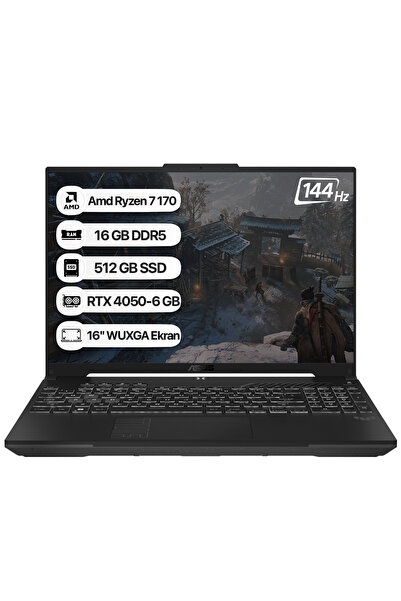 ASUS TUF Gaming A16 FA607NUQ-RL014 AMD Ryzen 7 170 16GB 512GB SSD RTX4050-6GB...